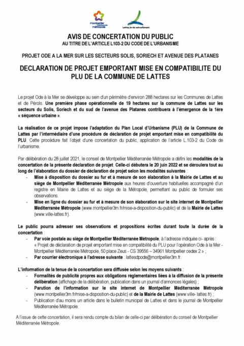 Avis à La Population Concertation Et Enquête Publique Ville De Lattes